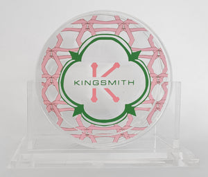 light pink and green rattan coasters